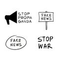 Fake news. Stop propaganda vector design elements